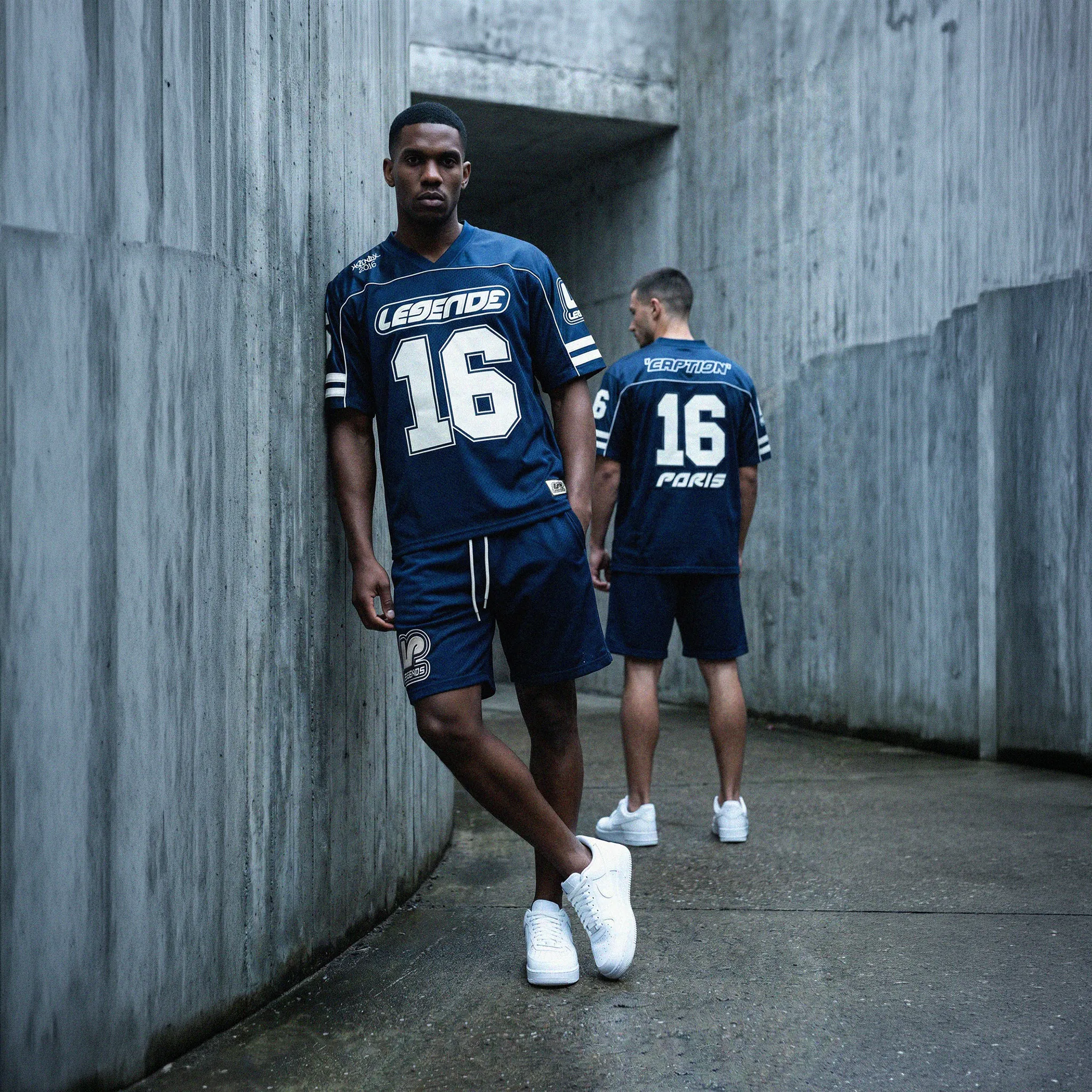 Front View of Légende Paris Core Mesh Blue Shorts